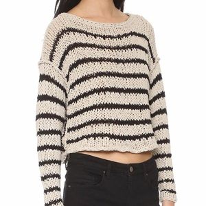 Free People Cropped Knit Striped Sweater